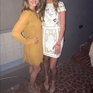 Tony Bowls White & Gold Embellished Mini Dress